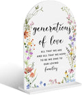 Acrylic Wedding Signs, Generations of Love Signs for Marriage Reception, Bridal Shower Decorations, Modern Arched Round Top Acrylic Table Top Sign with Holder for Wedding Party (White Wildflowers)