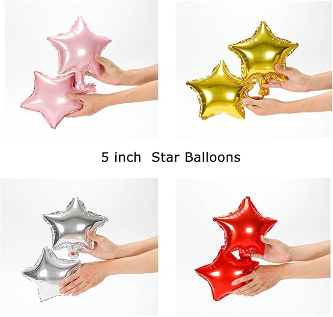 50 Gold Star Balloons - 5" Small Gold Foil Star Mylar Balloons for Party Decorations