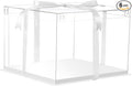 12X12X7inch Clear cake Boxes,Cake Carrier,Disposable Cake Containers, Large Cake box with Ribbon, Ideal for Large 10and 12Inch Cake carry,transparent cake box for birthday Party wedding -White