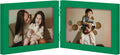 decorUhome Double 6x4 Picture Frame Horizontal, Engineered Wood Bifold Photo Frame with Plexiglass for Tabletop Display, 6x4, Green