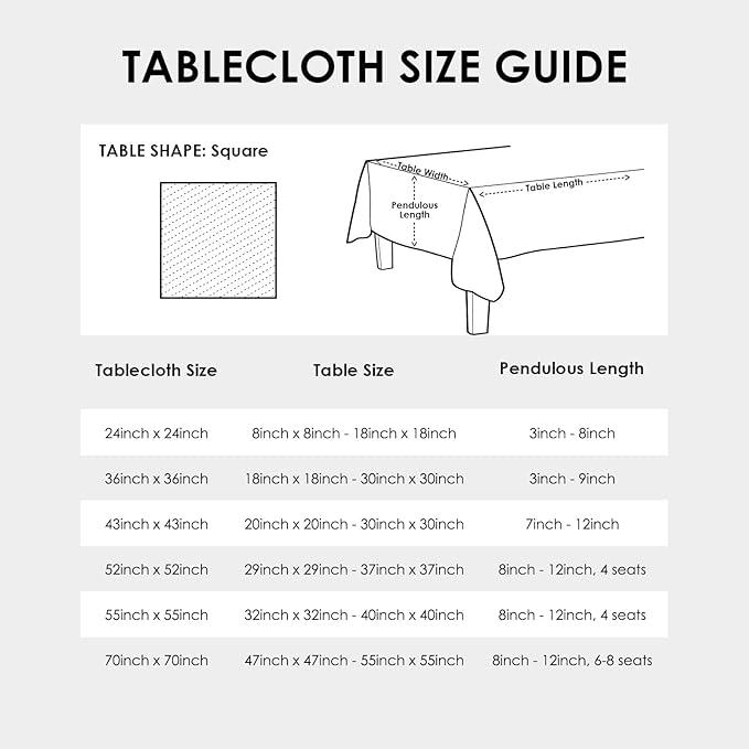 Small Square Black Tablecloth 36 x 36 Inch Polyester Fabric Washable Table Cover Decorative Wrinkle Resistant Solid Color Table Cloth for Kitchen Dinning Party Wedding Camping