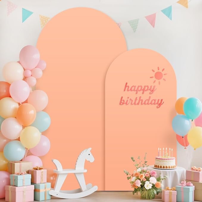 Set of 3 Arch Stand and Cover Set 6FT, 5FT, 4FT Metal Wedding Arch Backdrop Stands with Spandex Arch Covers Stretchy Backdrop Stable Arched Frame for Birthday Party Gender Reveal Baby Shower Ceremony
