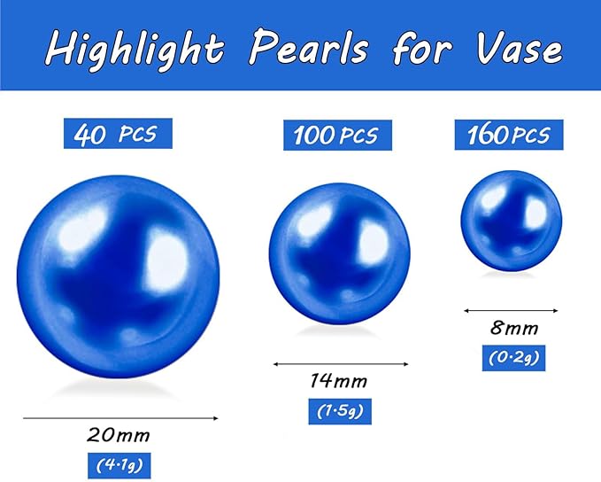300Pcs Purple Polished No Hole Faux Pearl Beads for Vase Filling Decorations, Plastic Pearls Vase Fillers, Table Scatters, Wedding Centerpiece, Home Decor, 8/14/20 mm
