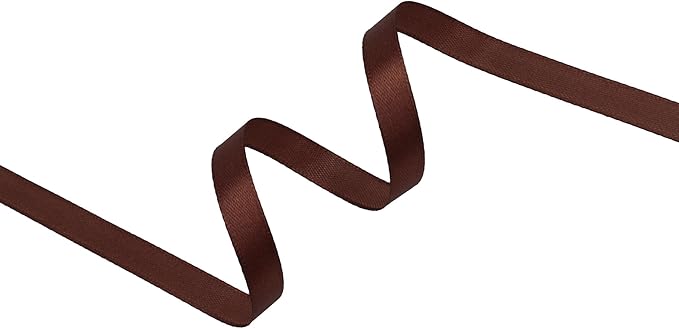 Dark Brown Satin Ribbon 3/8 inch X Continuous 50 Yards, Single Face Polyester Ribbon Perfect for Gift Wrapping, Flower Bouquet, Wedding Decor, Crafts, Bow Making, Sewing and More