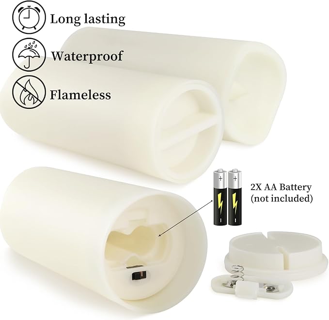 36 Pack Waterproof Flameless LED Candles - Outdoor Battery Operated Candles with Remote & Timer, Realistic Flickering Flame, Safe for Porch, Patio, Weddings, Parties & Home Decor