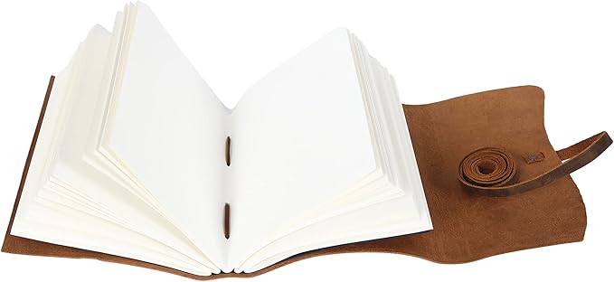 Leather Journal Notebook, Genuine Leather Journal for Men & Women Handmade Writing Travel Notebook, 240 Unlined Pages Vintage Notepad Gift: Rustic Brown (7"x5")