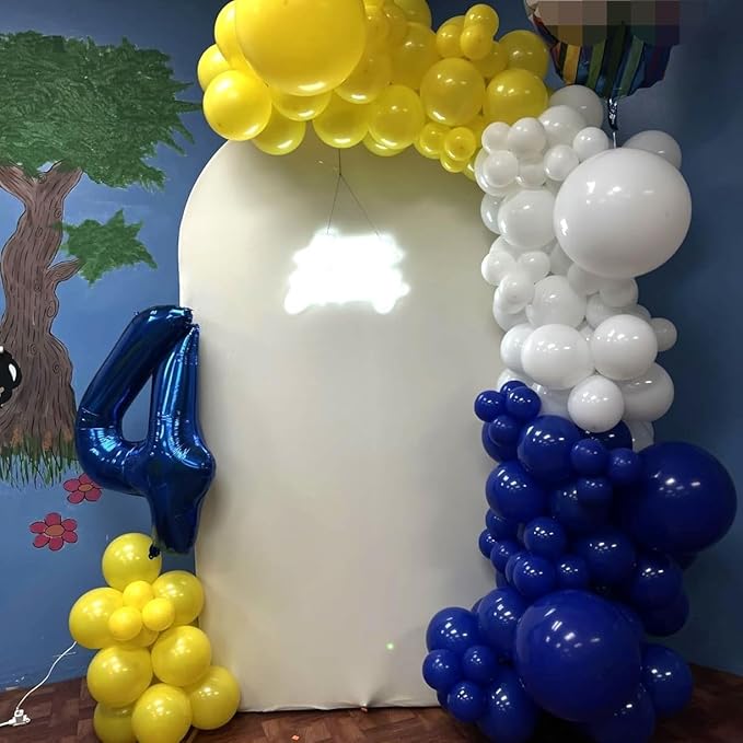 Navy Blue Yellow White Balloons, 12 Inch Navy Blue Yellow White Party Balloons, Dark Blue Yellow Latex Balloons Set for Boys Men Birthday Wedding Baby Shower Graduation Anniversary Party Decorations