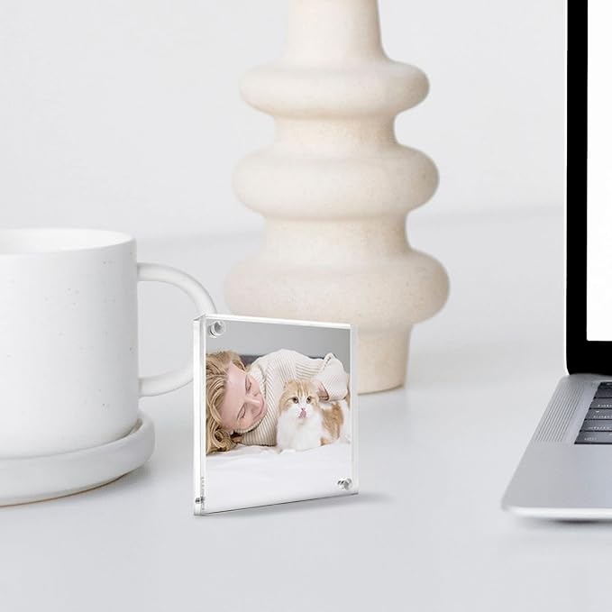 Canetti Original Magnet Picture Frame - Crystal Clear Acrylic Glass Table Top Photo Frame