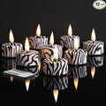 Eywamage Zebras Animal Pattern Flameless Tealights with Remote Batteries, Flickering LED Tea Votive Candles Set of 12