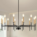12 Light Modern Farmhouse Black and Gold Chandeliers for Dining Room Light Fixture, Metal Candle Chandelier Lighting Fixtures for Living Room Stair Foyer Entryway Bedroom Kitchen