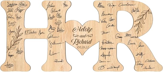 Personalized Wedding Guest Book Sign Custom Letter Name Date Rustic Wedding Guest Book Alternative Unique Guest Book for Wedding Anniversary Decor (Style 4)