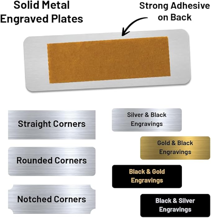 Custom Engraved Name Plates with Adhesive, Made in The USA, Personalized Pet Urn, Memorial Plaque, Picture Frame, Art Tag, Flag case (Silver Plate/Black Text, 1x3 Inch)