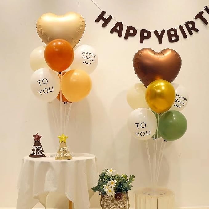 10Pcs Coffee Foil Heart Shaped Balloons 18 Inch Brown for Baby Shower, Wedding, Valentine Decorations - Love Party Decorations