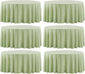Round Tablecloth 6 Pack 108 Inch Sage Green Tablecloths Washable Decorative Linen Polyester Table Clothes Cover for Dining Table Banquets Buffet Parties and Wedding