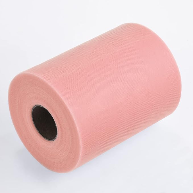 Tulle Rolls 6” by 100 Yards (300 feet) Tulle Roll Spool Fabric for DIY Tutu Skirts Wedding Baby Shower Crafts Decorations Party Supplies(Rose Gold)