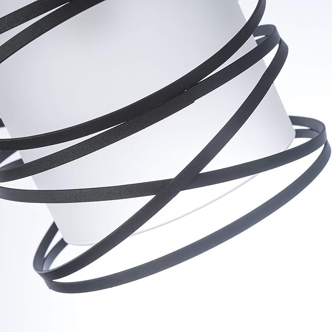 Modern Mini Pendant Light Fixture Kitchen Island Pendant Lighting 6.30''Matte Black Spiral Cage and Handblown Frosted Haze Glass Shade Hanging Lamp Adjustable Cord for Dining Room 1 Pack