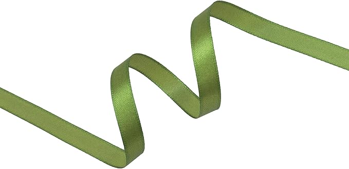 Olive Green Satin Ribbon 3/8 inch X Continuous 50 Yards, Single Face Polyester Ribbon Perfect for Gift Wrapping, Flower Bouquet, Wedding Decor, Crafts, Bow Making, Sewing and More