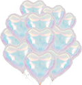 Iridescent Heart Balloons,12Pcs 18Inch Iridescent Heart Shaped Foil Helium Polyester Film Balloons for Baby Shower Birthday Anniversary Wedding Engagement Disco Party Decorations