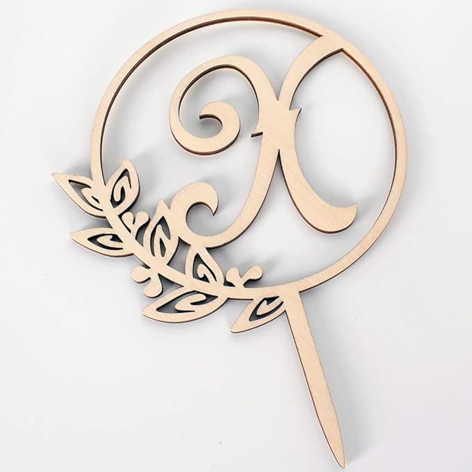 LINGTEER Personalized Inital Letter X Wood Cake Topper Perfect for Birthday Rustic Wedding Anniversary Keepsake Party Decoration