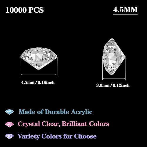 10000Pcs Crystal Acrylic Diamond Fake Gems Vase Filler, 4.5mm Faux Diamonds for Table Scatter Wedding Party, Bridal Shower, Birthday Decoration, Grey