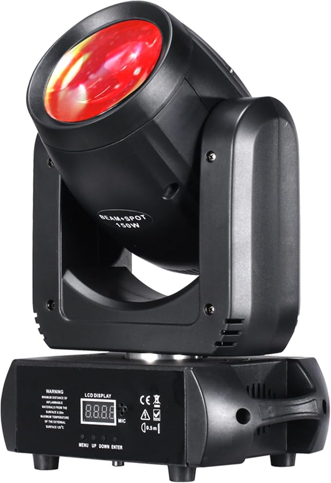 150W Moving Head DJ Lights LED Stage Light Beam Spot Wash 8 Gobos 8 Colors Stage Lighting DMX 512 with Sound Activated for Wedding Live Show Disco Events Party(150W, 1)