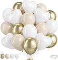 Beige Gold Balloons,50 Pcs 12 Inch White Metallic Latex Heart Balloons for Neutral Boho Birthday Engagement Wedding Anniversary Party Decorations
