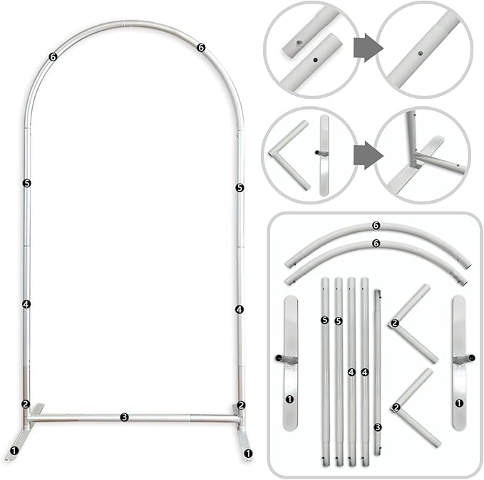 FiVan 2.7ft by 6ft Heavy Duty Trio Arch Backdrop Frame Stands for Party Covers