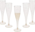 Oojami 90 Plastic 6.5 oz Disposable Champagne Flutes Ideal for Toasting, Wedding, Birthday, Baby Showers, Retirement, Celebration, Mimosa, Cocktails, Engagements, Birthday, Parties (Gold Glitter)