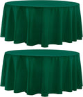 Round Tablecloth 132 Inch 2 Pack Dark Green Tablecloths Washable Decorative Linen Polyester Table Clothes Cover for Dining Table Banquets Buffet Parties and Wedding