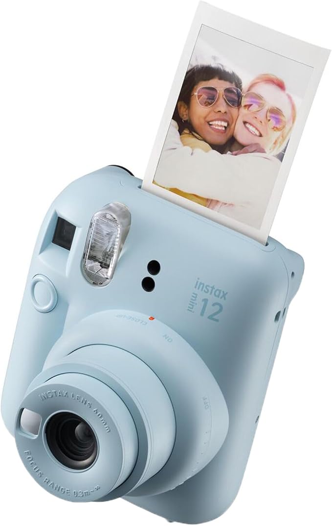 FUJIFILM INSTAX MINI 12 Film Camera Pastel Blue Bundle with Instant Film- 60 Photo Sheets with Camera Case and Accessories Ideal Gift for Kids, Teenage Girl & Adults