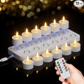 Rechargeable Tea Lights Candles Battery Operated, 12 Pcs White Battery Tea Lights with Remote and Charging Base, LED Flickering Tealights for Halloween Fall Christmas Decoration