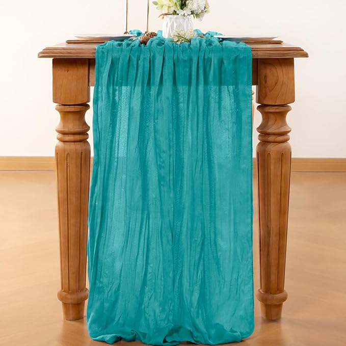 Teal Table Runner Cheesecloth Table Runners 10 Pack 10FT Baby Shower Decoration 120 Inches Fall Table Decor Dining Room Centerpiece Wedding Boho Baby Shower Birthday