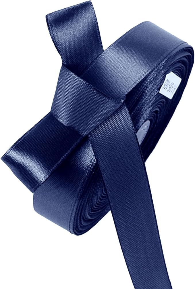 5/8" x 50 Yards Navy Blue Satin Ribbon Single Faced Fabric Ribbons for Gift Wrapping, Crafting, Bows Making, Sewing, Wedding, Home Decor