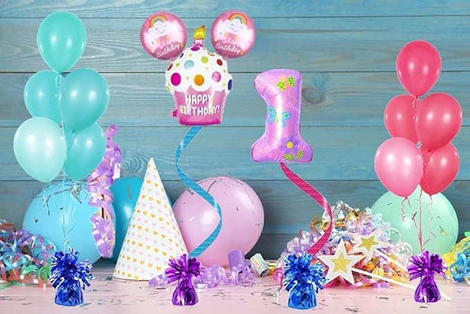 Metallic Balloon Weights, Pink Iridesecent Birthday Party Favors, Novelty and Gag Gifts, 5.5" Inches, 6-Pack
