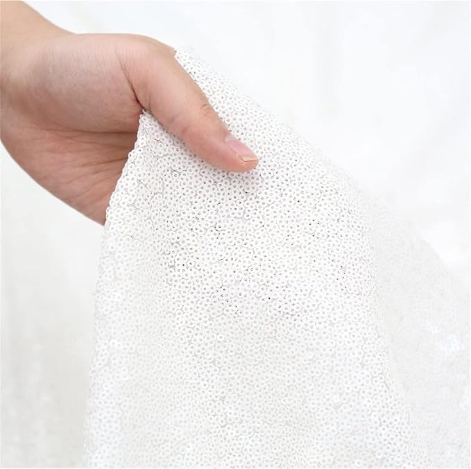 Juya Delight Sequin Backdrop Curtain,2PCS 2FTx8ft Glitter Backdrop Curtain for Party,Birthday,Christmas Wedding Decoration,White