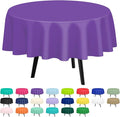 QIKSION Purple Round Tablecloth 12 Pack, 84 Inch Plastic Table Cover Disposable for Parties