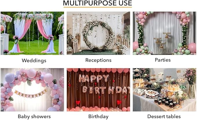 AK TRADING CO. 10 feet x 10 feet Tiffany IFR Polyester Backdrop Drapes Curtains Panels with Rod Pockets - Wedding Ceremony Party Home Window Decorations
