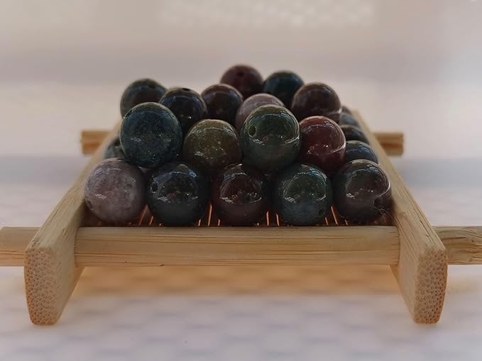 Stone Beads 6mm 140pcs Indian Agate Beads Round Loose Gemstones Beads for Bracelet Necklace Jewelry Making (6mm, 60607 Indian Agate)