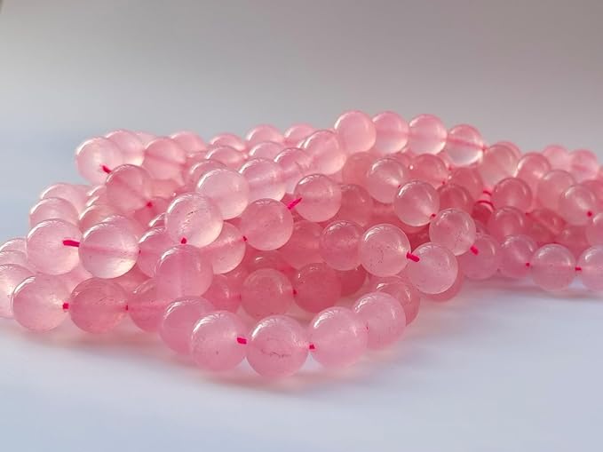 Stone Beads 10mm 60pcs Pink Chalcedony Beads Round Loose Gemstones Beads for Bracelet Necklace Jewelry Making (10mm, 61027 Pink Chalcedony)