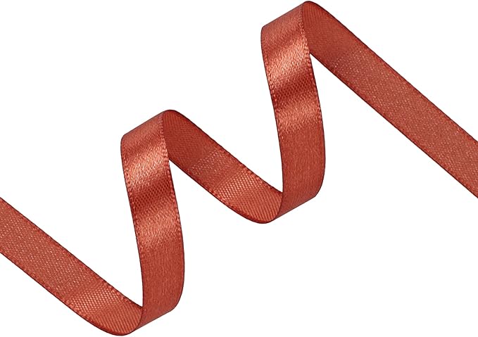 Copper Satin Ribbon 3/8 inch X Continuous 50 Yards, Single Face Polyester Ribbon Perfect for Gift Wrapping, Flower Bouquet, Wedding Decor, Crafts, Bow Making, Sewing and More