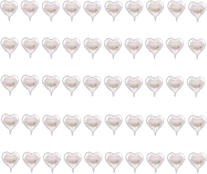 50 Pcs Silver Heart Shaped Balloon Foil Balloon 5 inch Heart Balloon for Valentinge's day Wedding Decoration (silver)
