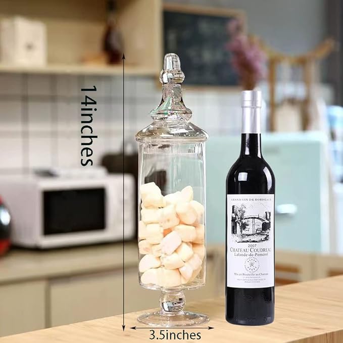 Glass Apothecary Jars Clear Elegant Decorative Buffet Jars Wedding Candy Organizer Storage Canisters Small Home Decor 2 Pcs