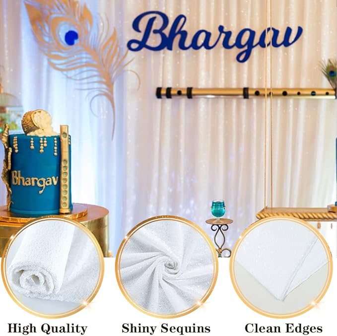 DUOBAO 7x7 Ft White Sequin Backdrop Curtain | Shimmering Pear White Photo Background for Wedding, Baby Shower, Graduation & Party Decor | Elegant Sparkle Backdrops for Pictures & Ceremonies