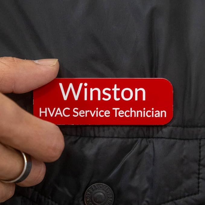 Name Tag/Badge Blanks - 10 Pack - Red 1" X 3", Round Corners, Magnetic Backing