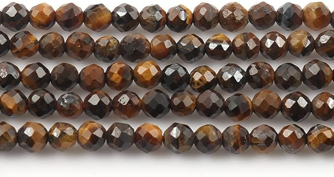 Song Xi 180pcs 2mm Natural Yellow Tiger Eye Gemstone Beads Faceted Round Loose Stone Beads for Jewelry Making