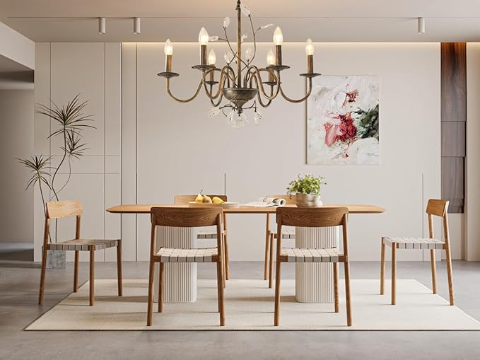 Farmhouse Crystal Chandelier,26 Inch Modern Flower Branch Oil-Rubbed Bronze Rustic Vintage Hanging Pendant Ceiling Light Fixture for Living Room Dining Room Bedroom Foyer Entryway