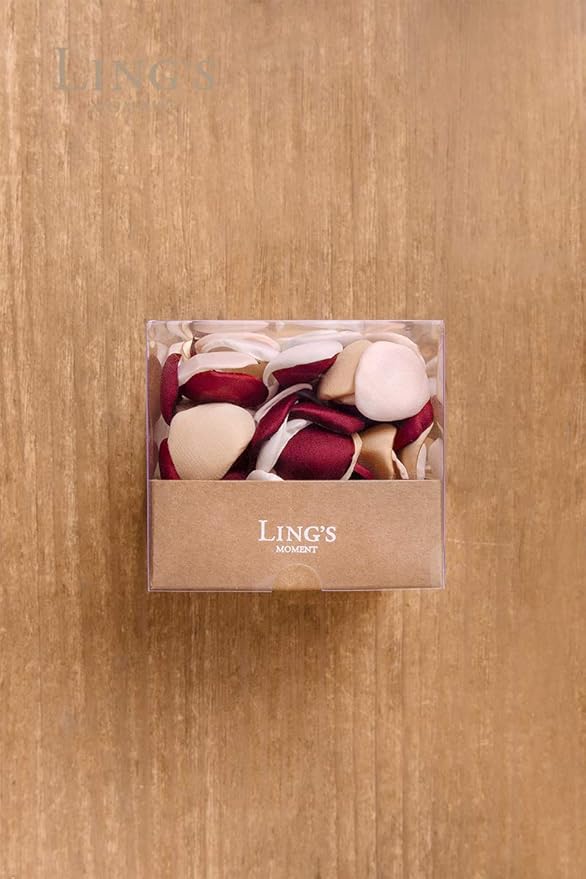 Ling's moment Rose Petals, Silk Flower Petals for Wedding/Aisle/Flower Girl Baskets/Table Centerpiece Décor,etc.Burgundy Gold White 200pcs