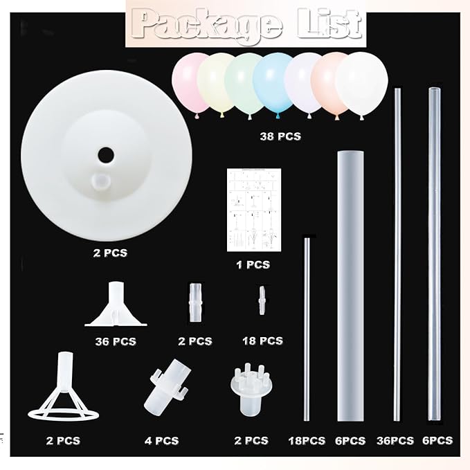 Balloon Column Kit Set of 2 With Balloons Included - Balloon Stand with Base, and Pole,Balloon Tower Backdrop Decoration for Wedding, Baby Shower,Graduation,Birthday Party,Bachelorette