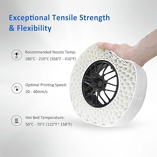 Geeetech TPU Filament 1.75mm – 95A Flexible 3D Printer Filament with High Elasticity, 1KG (2.2lbs) Spool, Dimensional Accuracy ±0.03mm, Fits Most FDM Printers, Blue