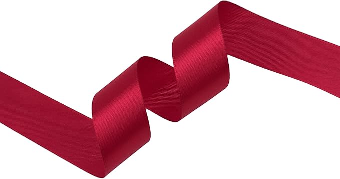 Scarlet Red Satin Ribbon 1 inch X Continuous 50 Yards, Single Face Polyester Ribbon Perfect for Gift Wrapping, Flower Bouquet, Wedding Decor, Crafts, Bow Making, Sewing and More